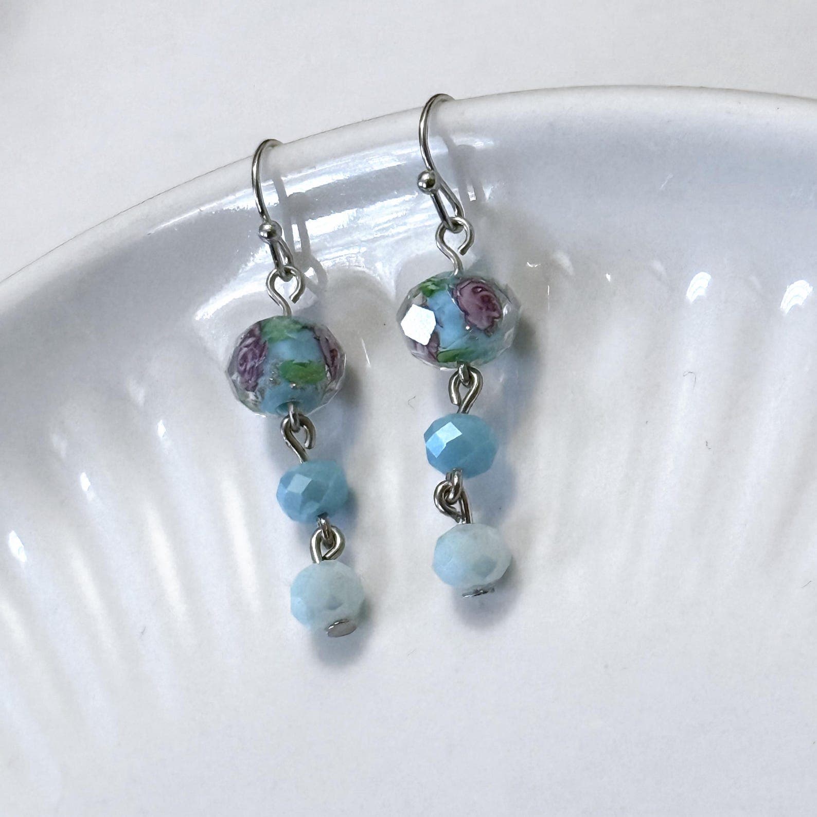 Sky Blue Rose Dangle